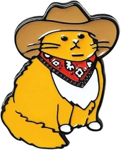 Cowboy Cats Enamel Pin Custom Funny Animal Hat Brooches Shirt Lapel Bag Cute Badge Cartoon Kitten Jewelry Gift for Friends New Year Gift, Metal, no gemstone in Kuwait