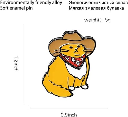 Cowboy Cats Enamel Pin Custom Funny Animal Hat Brooches Shirt Lapel Bag Cute Badge Cartoon Kitten Jewelry Gift for Friends New Year Gift, Metal, no gemstone in Kuwait