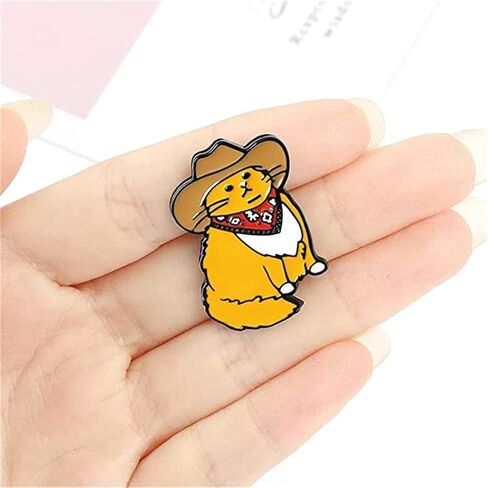 Cowboy Cats Enamel Pin Custom Funny Animal Hat Brooches Shirt Lapel Bag Cute Badge Cartoon Kitten Jewelry Gift for Friends New Year Gift, Metal, no gemstone in Kuwait