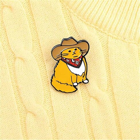 Cowboy Cats Enamel Pin Custom Funny Animal Hat Brooches Shirt Lapel Bag Cute Badge Cartoon Kitten Jewelry Gift for Friends New Year Gift, Metal, no gemstone in Kuwait