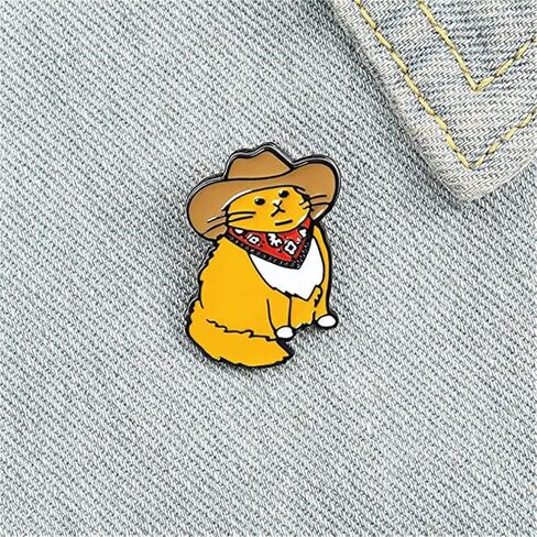 Cowboy Cats Enamel Pin Custom Funny Animal Hat Brooches Shirt Lapel Bag Cute Badge Cartoon Kitten Jewelry Gift for Friends New Year Gift, Metal, no gemstone in Kuwait