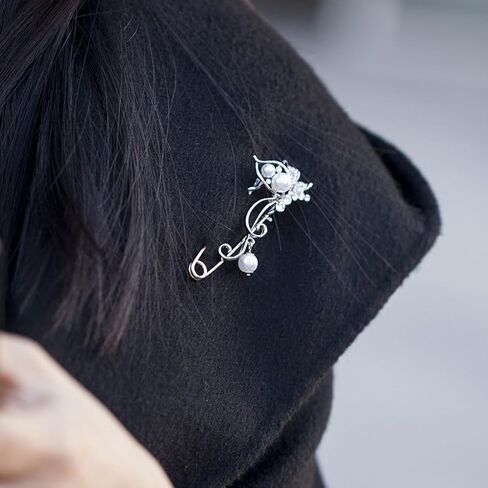 OBONNIE كريستال فراشة دبوس الأمان بروش مع قلادة اللؤلؤ سترة قبعة وشاح زهرة دبابيس المجوهرات in Kuwait