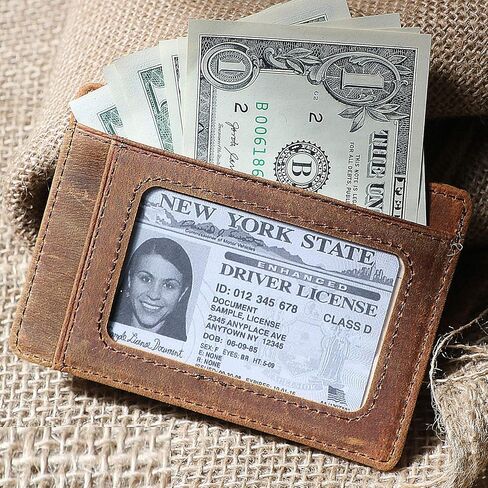 Leathrr Card Holder Wallet,Engraved Front Pocket Minimalist Leather Slim Card Case RFID Blocking Card Clip Wallet for Men. in Saudi Arabia