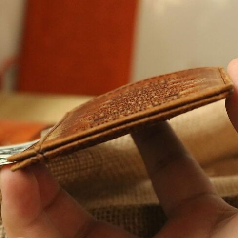 Leathrr Card Holder Wallet,Engraved Front Pocket Minimalist Leather Slim Card Case RFID Blocking Card Clip Wallet for Men. in Saudi Arabia