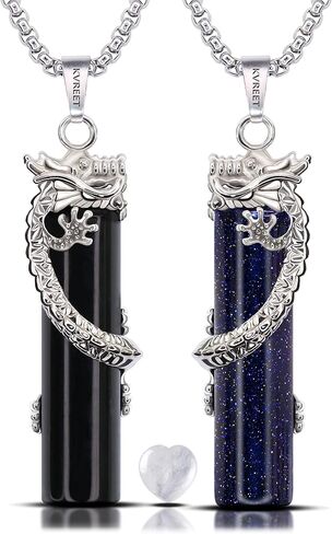 KVREET Double Dragon Matching Necklace Plus Heart Crystal Set Yin Yang Pendant Unique Gift for Men and Women Couple Friends in Saudi Arabia