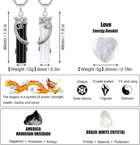 KVREET Double Dragon Matching Necklace Plus Heart Crystal Set Yin Yang Pendant Unique Gift for Men and Women Couple Friends in Saudi Arabia