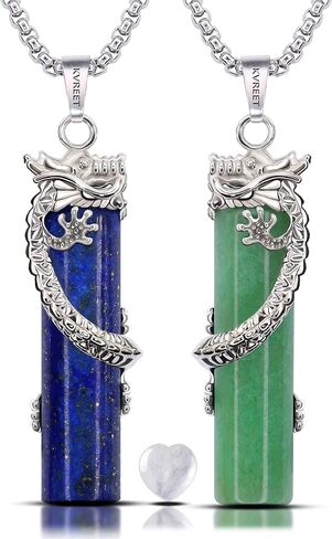KVREET Double Dragon Matching Necklace Plus Heart Crystal Set Yin Yang Pendant Unique Gift for Men and Women Couple Friends in Saudi Arabia