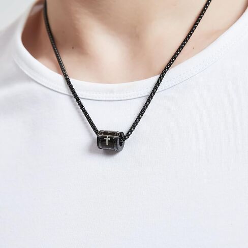 قلادة متقاطعة للرجال والأولاد، قلادة من الفولاذ المقاوم للصدأ فضية وذهبية سوداء متقاطعة للرجال قلادة ملهمة من الكتاب المقدس آية مسيحية للرجال هدية in Kuwait