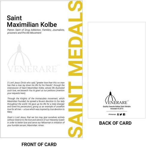 1" Saint and Holy Subject Medal with Prayer Card | Over 25 Different Saints | Durable and Detailed Charm | Pendant Medal Carded with Prayer | Christian Jewelry (St. Maximilian Kolbe) in Saudi Arabia