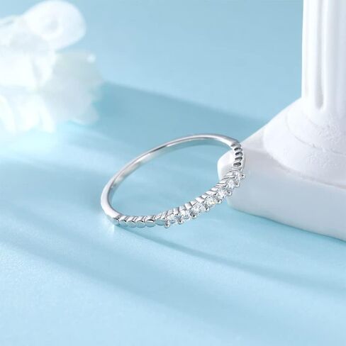 SILBERTALE 925 الفضة الاسترليني 2 مم رقيقة تشيكوسلوفاكيا جولة الماس مكعب زركونيا خاتم ميدي المفصل إصبع الخطوبة خاتم الزفاف خواتم قابلة للتكديس لحجمها 2-10.25 in Kuwait