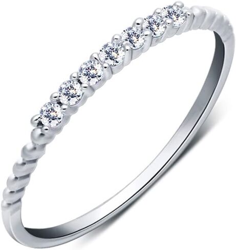 SILBERTALE 925 الفضة الاسترليني 2 مم رقيقة تشيكوسلوفاكيا جولة الماس مكعب زركونيا خاتم ميدي المفصل إصبع الخطوبة خاتم الزفاف خواتم قابلة للتكديس لحجمها 2-10.25 in Kuwait