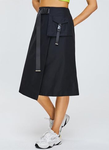 Cargo Midi Skirt for Women - High Waist, Irregular A-line Skirt for Work and Daily Wear in Saudi Arabia