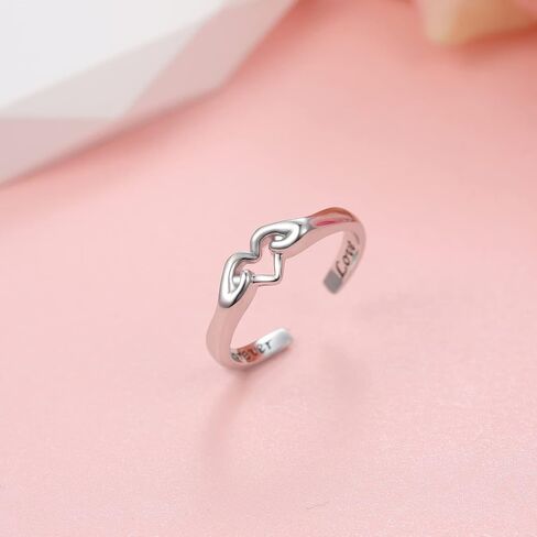 HUAIYU Silver Claddagh Heart Rings for Women - Adjustable Silver Hand Heart Gesture Forever Love Ring Jewelry for Women Men, I Love You Forever Heart for Beloved Promise Friendship Rings Gifts for Bestfriends Teen Girls in Saudi Arabia