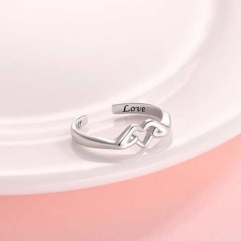 HUAIYU Silver Claddagh Heart Rings for Women - Adjustable Silver Hand Heart Gesture Forever Love Ring Jewelry for Women Men, I Love You Forever Heart for Beloved Promise Friendship Rings Gifts for Bestfriends Teen Girls in Saudi Arabia