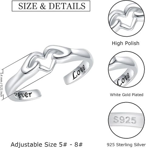 HUAIYU Silver Claddagh Heart Rings for Women - Adjustable Silver Hand Heart Gesture Forever Love Ring Jewelry for Women Men, I Love You Forever Heart for Beloved Promise Friendship Rings Gifts for Bestfriends Teen Girls in Saudi Arabia