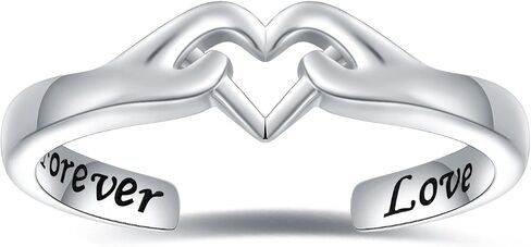 HUAIYU Silver Claddagh Heart Rings for Women - Adjustable Silver Hand Heart Gesture Forever Love Ring Jewelry for Women Men, I Love You Forever Heart for Beloved Promise Friendship Rings Gifts for Bestfriends Teen Girls in Saudi Arabia
