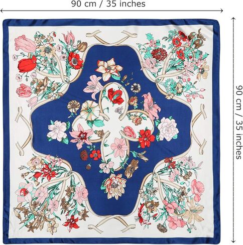 Molans 35 Inches Women Head Scarf Hair Bandanas - 4PCS Square Satin Head Scarves for Women Silk Like Hair Kerchief Banadanas in Kuwait