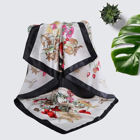 Molans 35 Inches Women Head Scarf Hair Bandanas - 4PCS Square Satin Head Scarves for Women Silk Like Hair Kerchief Banadanas in Kuwait