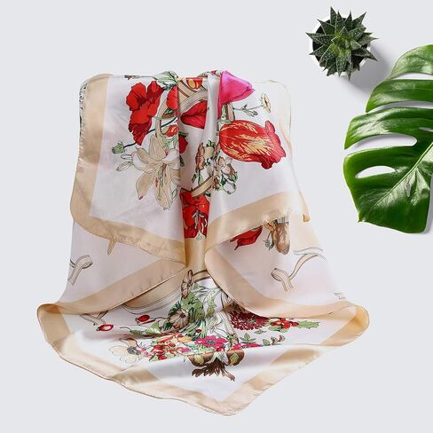 Molans 35 Inches Women Head Scarf Hair Bandanas - 4PCS Square Satin Head Scarves for Women Silk Like Hair Kerchief Banadanas in Kuwait