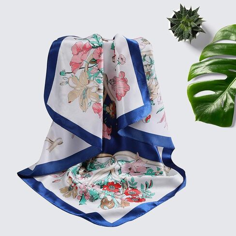 Molans 35 Inches Women Head Scarf Hair Bandanas - 4PCS Square Satin Head Scarves for Women Silk Like Hair Kerchief Banadanas in Kuwait
