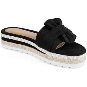 Women's Low Wedge, Platform Sandals with Bow Details