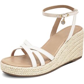 Dressy Open Toe Sandals Platform Wedge Sandals with Cushioned Insole and Ankle Strap Buckle,Strappy Espadrille Wedge Sandals for Women Comfortable Summer