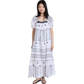 Free People Jamie Embroidered Maxi Black/White MD (Women's 8-10)