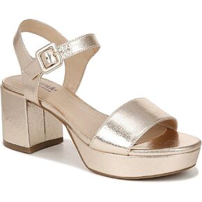 LifeStride Womens Rhythmn Platform Block Heel Sandals Platino Gold Metallic 7.5 M