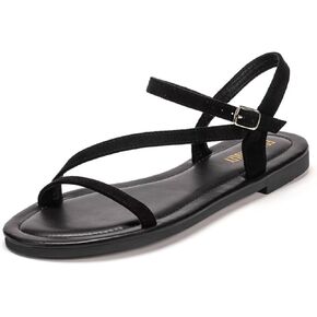 Frank Mully Women's Flat Sandals Summer Open Toe Slingback Shoes Cute Sandals for Women Daily Ankle Strap Adjustable Sandals