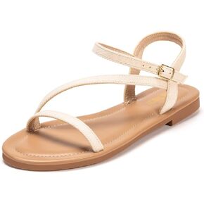 Frank Mully Women's Flat Sandals Summer Open Toe Slingback Shoes Cute Sandals for Women Daily Ankle Strap Adjustable Sandals