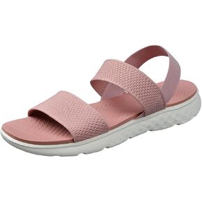 Harssidanzar Summer Elastic Ankle Strap Flat Sandals Slip on Sandals for Women KL224US