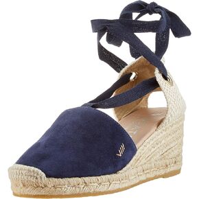 VISCATA Fosca Suede Wedge Handmade 2 ½" Heel Women's Sandals with Extra Cushioned Inner Sole, Soft Ankle Ties, and 100% Natural Jute Midsole for Comfort and Style in Kuwait