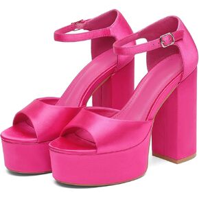 Women's Chunky Platform Heels Ankle Strap Heeled Sandals Open Toe Sexy Pumps for Wedding Party