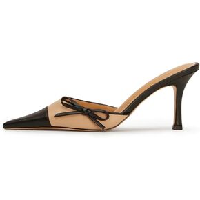 Bow Tie kitten heel for Women Slip On Mule Backless Stiletto Heel Pointed Toe Ladies Dress Slide Sandals