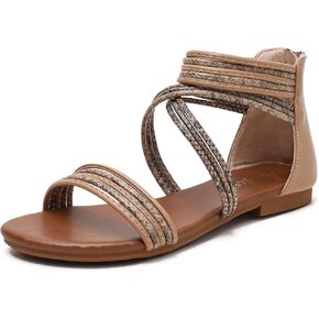 Women's Sandals Elastic Strappy String Thong Ankle Strap Flip Flops Summer Beach Gladiator Shoes Black