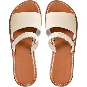 Verdusa Women's Braided Strap Flat Sandals Open Toe Slide Vacation Sandals