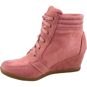 TZ 56 Womens High Top Sneakers Fashion Classic Lace Up Comfortable Wedge Walking Shoes