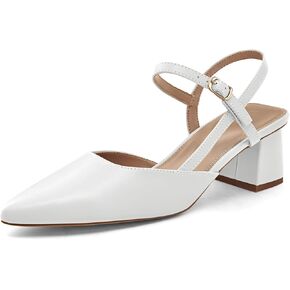 Coutgo Women's Slingback Chunky Low Heels Closed Pointed Toe Heel Wedding Party Dress Pumps Shoes