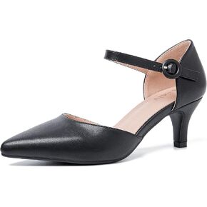 Women's Closed Pointed Toe Heels Ankle Strap D'orsay Kitten Heel Dressy Pumps