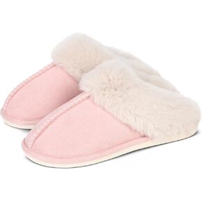 SNOWDROP Women's Slippers,Memory Foam Non-Slip Soft Warm And Cozy Fluffy Fuzzy Faux Fur Slippers,Indoor Outdoor House Slippers