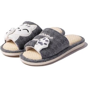 Women's Cute Cat Soft Indoor Slippers Open Toe Cotton Slip on Home Shoes House Couple Slippers