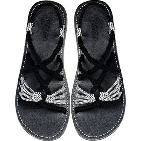 Capana Woven Women's Flat Sandals - Strappy Braided, Beach Sandals for Women Dressy Summer, Rope Bohemian Sandals, Spring Casual Womens Shoes, Comfy Boho Flats for Teen Girls – Relax (2nd Version)
