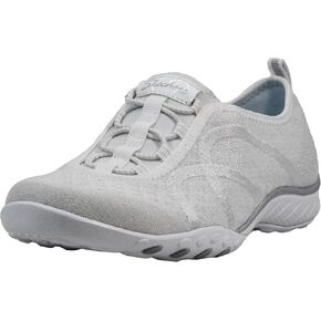 Skechers Sport Women's Breathe Easy Fortune Fashion Sneaker, White/Silver, 9.5 M US