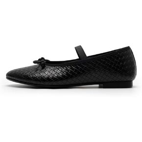 Women Mesh Ballet Flats Round Toe Mary Jane Flats Comfortable Bow Woven Ballerina Shoes with Elastic Strap