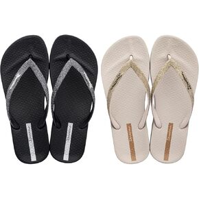 حزمة شبشب Ana Sparkle Flip Flop للسيدات من Ipanema، مقاس 8 أسود، وواحد بيج in Kuwait