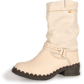 TMA EYES Buckle-Accent Leather Faux Fur Women Boots