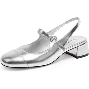 Modatope Slingback Heels for Women Round Cap Toe Heels Womens Pumps Casual Wedding Formal Dress Shoes