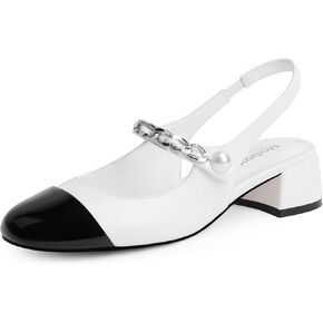 Modatope Slingback Heels for Women Round Cap Toe Heels Womens Pumps Casual Wedding Formal Dress Shoes