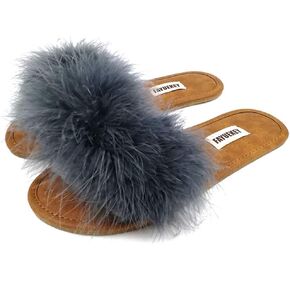 Comfy Slippers for Women Open Toe Sexy Fluffy Furry Soft Cute Slides Indoor Outdoor Flats Shoes