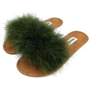 Comfy Slippers for Women Open Toe Sexy Fluffy Furry Soft Cute Slides Indoor Outdoor Flats Shoes
